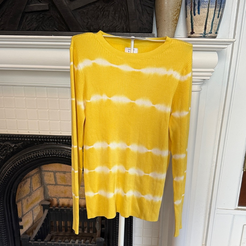 Crown & Ivy Yellow and White Striped Sweater- worn once- excellent shape